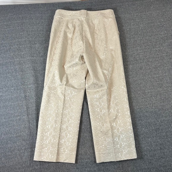 St John Womens Suit Set Ivory Blazer Pants Beige Snake Print Metallic Size 8 NWT - Picture 12 of 16